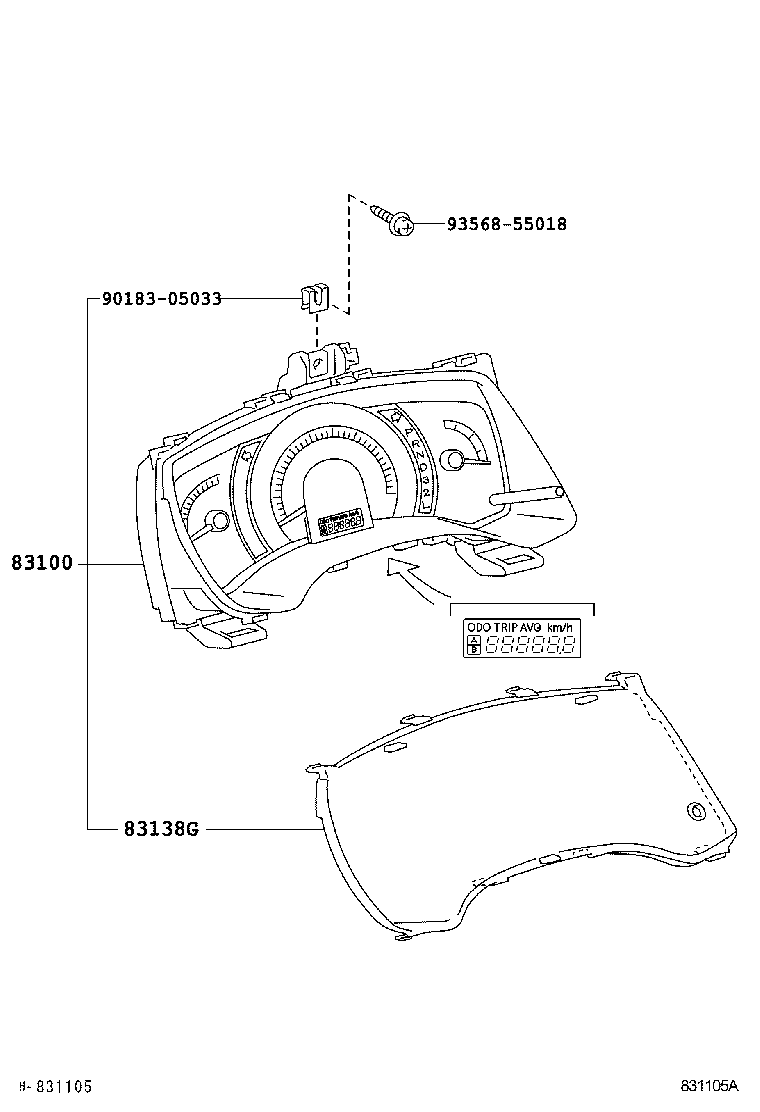 83852-44C70 GLASS, COMBINATION METER product image