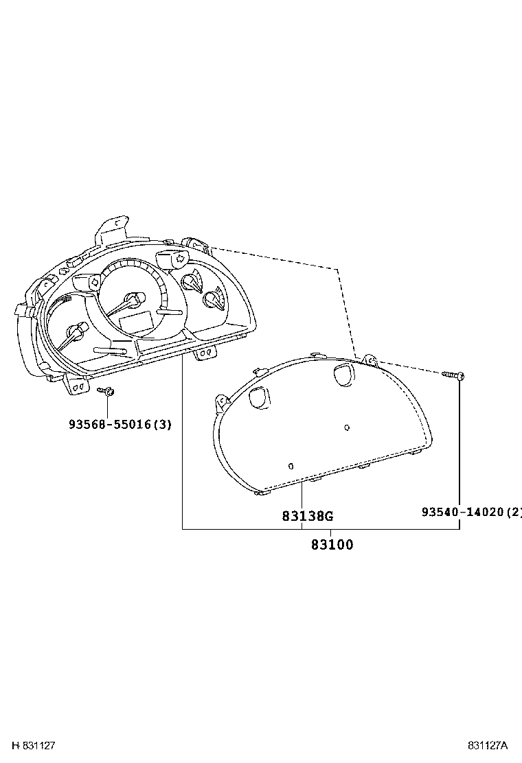 Toyota 83852-48550 GLASS, COMBINATION METER
