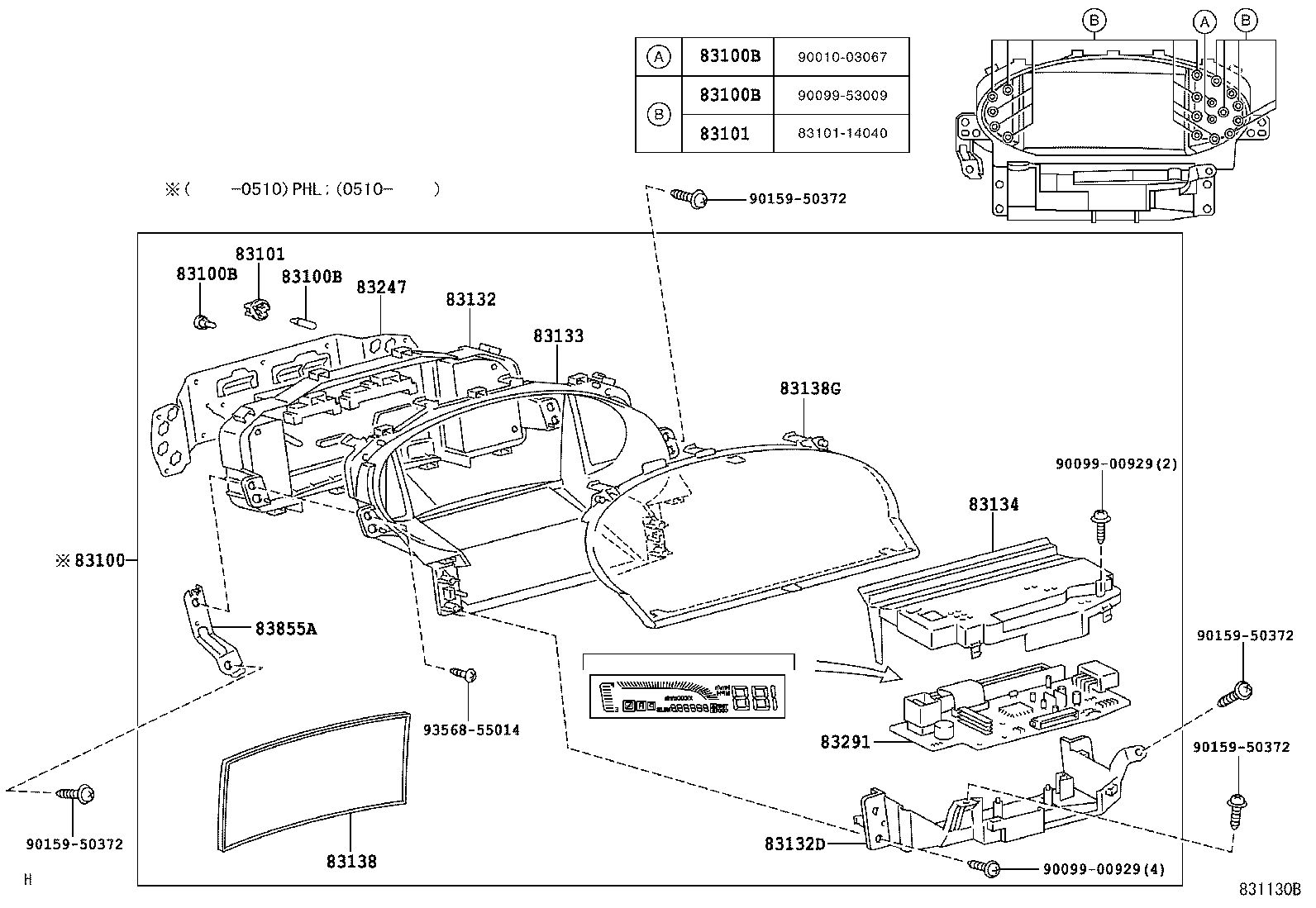 83841-0D830 CASE, COMBINATION METER product image