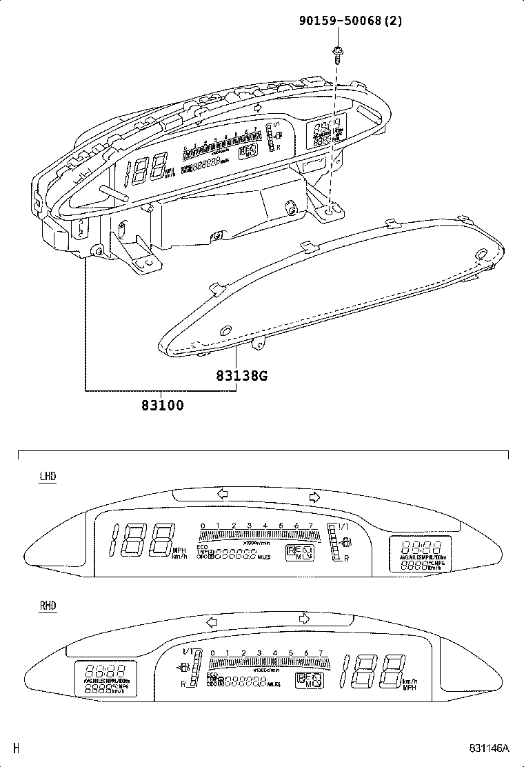 83852-52A71 GLASS, COMBINATION METER product image