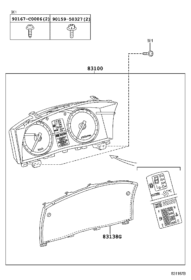 83852-0P010 GLASS, COMBINATION METER product image