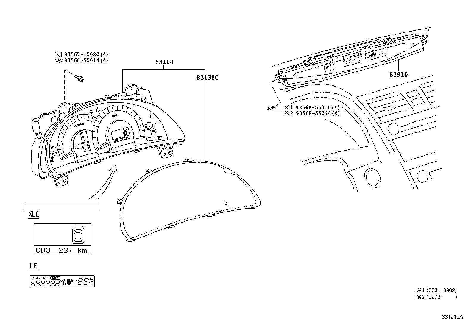 Toyota 83800-33C90 METER ASSY, COMBINATION