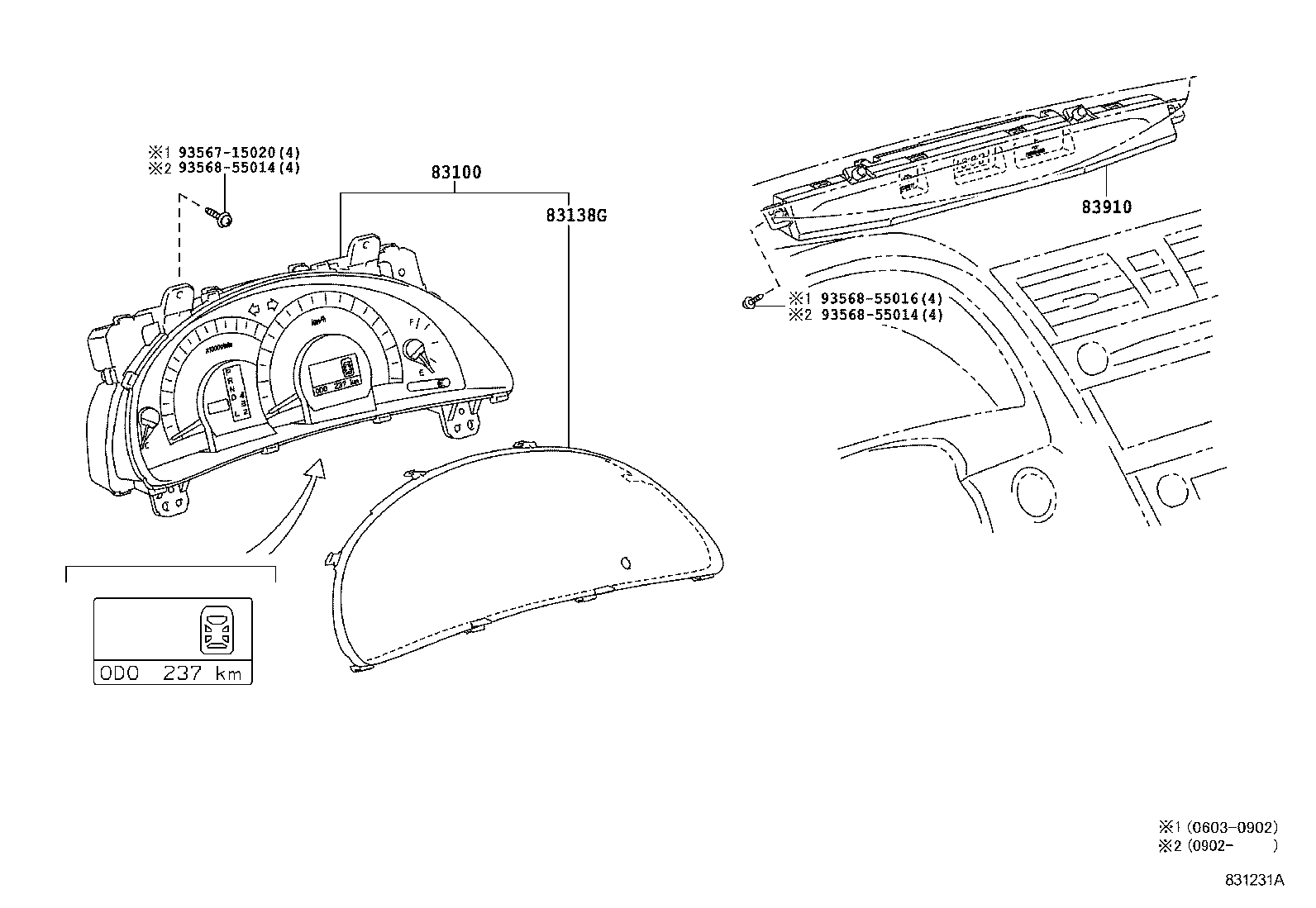 Toyota 83800-33G20 METER ASSY, COMBINATION