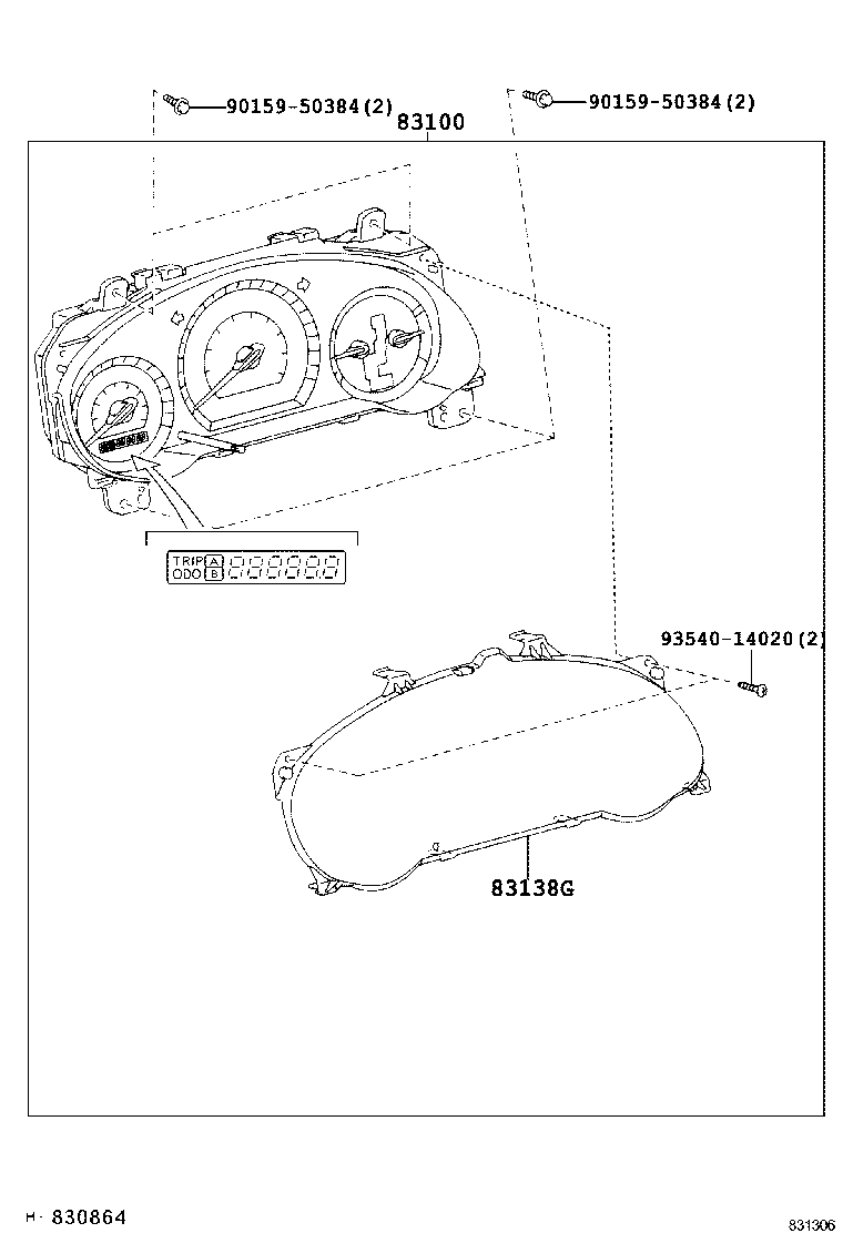 Toyota 83852-08130 GLASS, COMBINATION METER