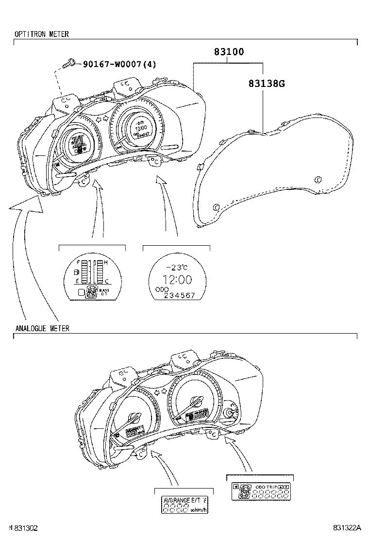 83852-0ZN30 GLASS, COMBINATION METER product image