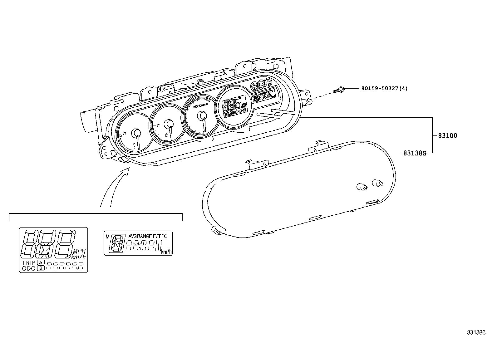 83852-12X30 GLASS, COMBINATION METER product image