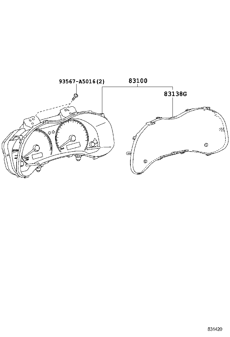 83852-02Y10 GLASS, COMBINATION METER product image