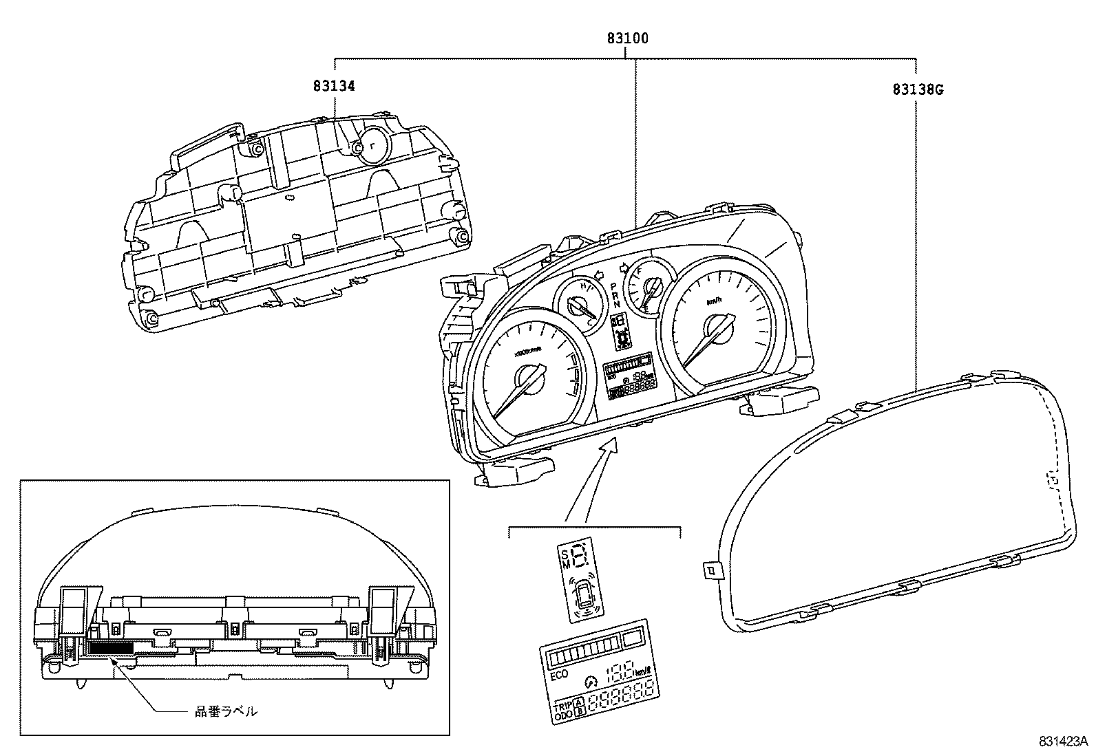 83852-58540 GLASS, COMBINATION METER product image