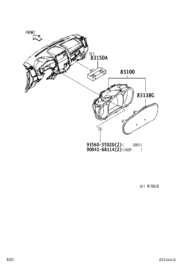 Toyota 83852-B4030 GLASS, COMBINATION METER