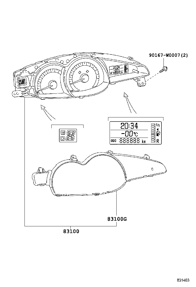 83852-0F100 GLASS, COMBINATION METER product image