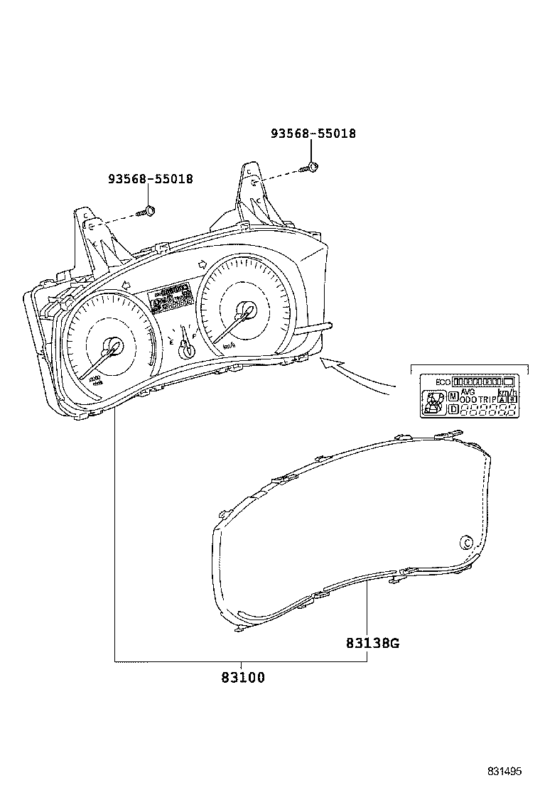 83852-0M100 GLASS, COMBINATION METER product image