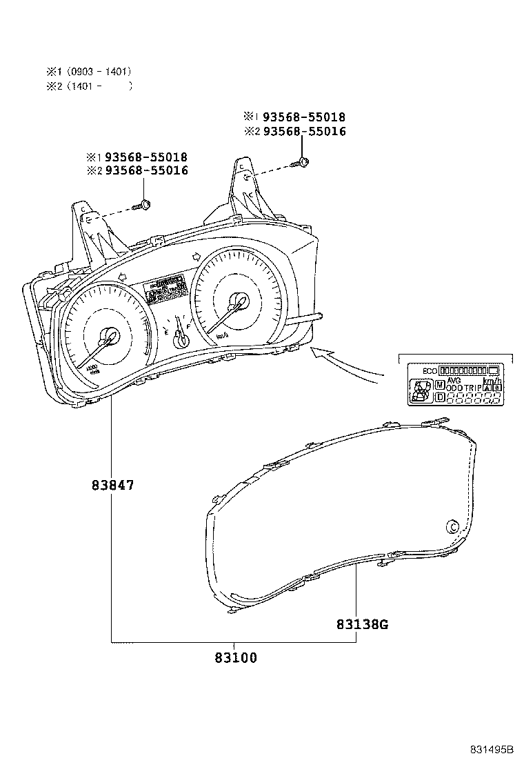83852-68170 GLASS, COMBINATION METER product image