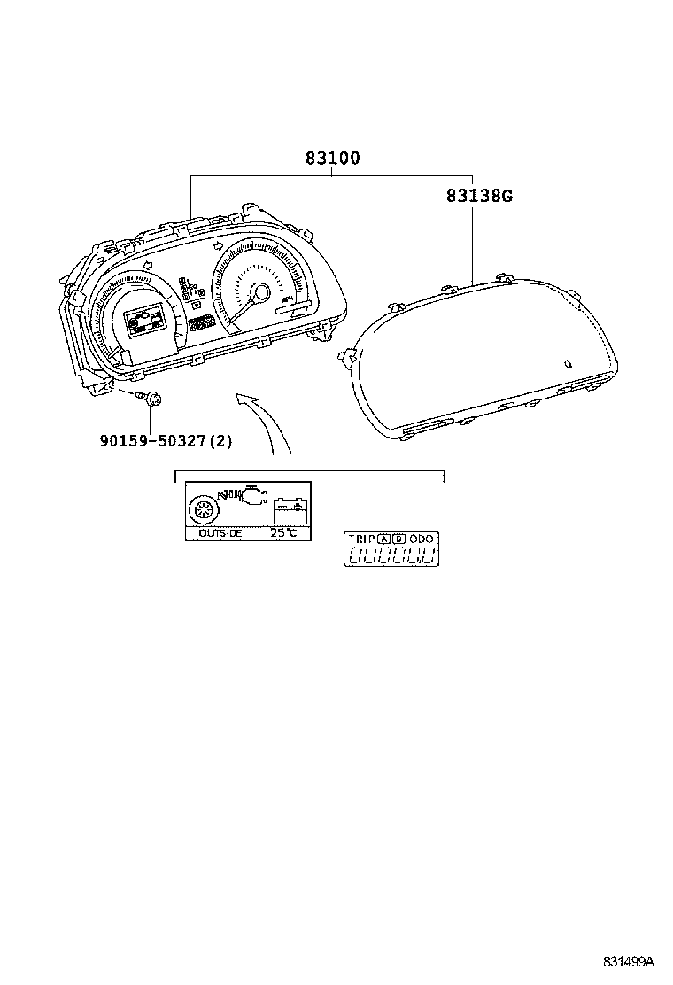 Toyota 83800-75021 METER ASSY, COMBINATION