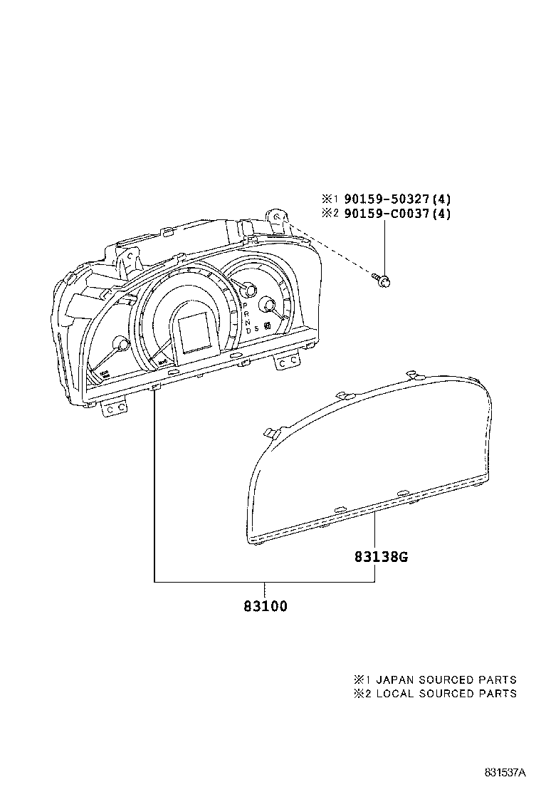 83852-0N070 GLASS, COMBINATION METER product image