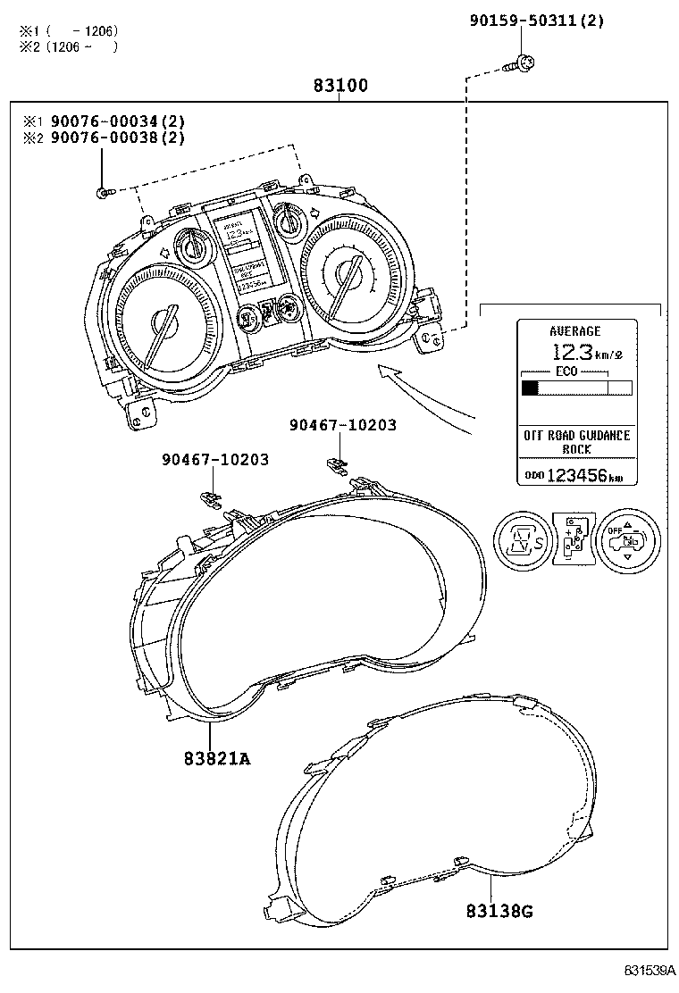 Toyota 83800-6AS01 METER ASSY, COMBINATION