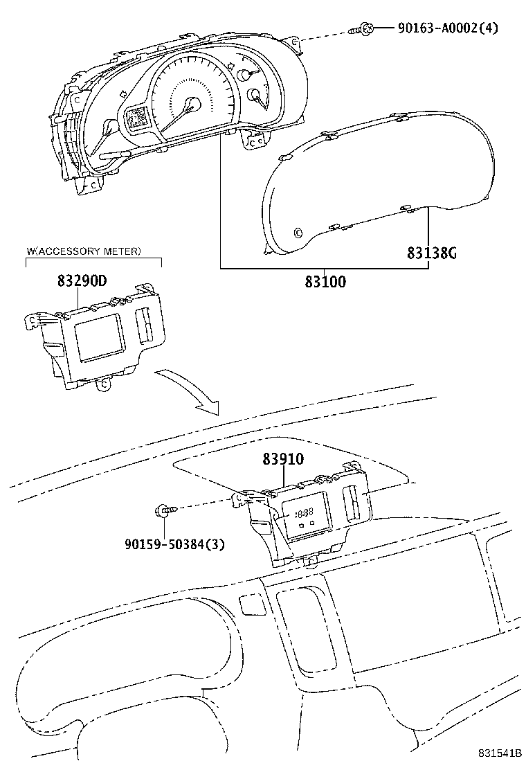 Toyota 83852-08370 GLASS, COMBINATION METER