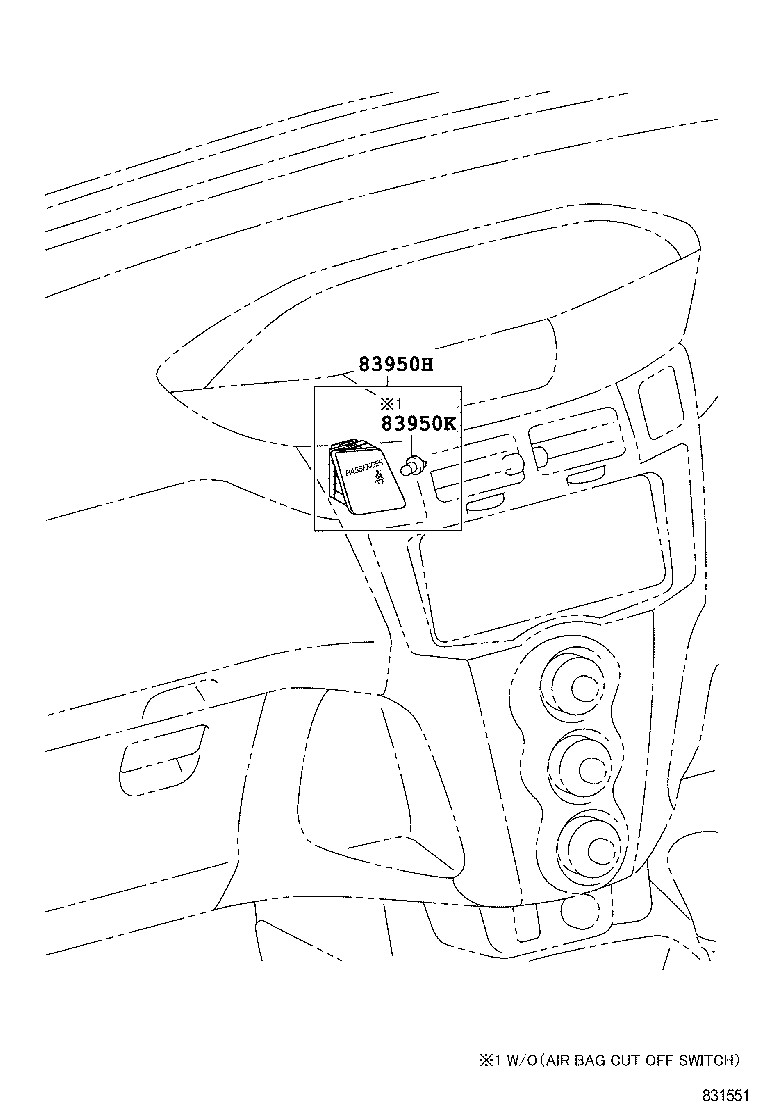 83950-52020 LAMP ASSY, PASSENGER SEAT BELT WARNING product image