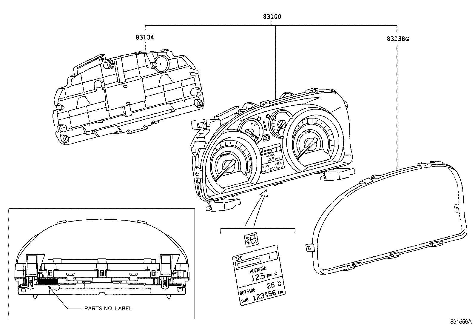 83852-58270 GLASS, COMBINATION METER product image