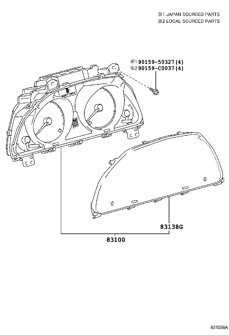 83852-0P050 GLASS, COMBINATION METER product image