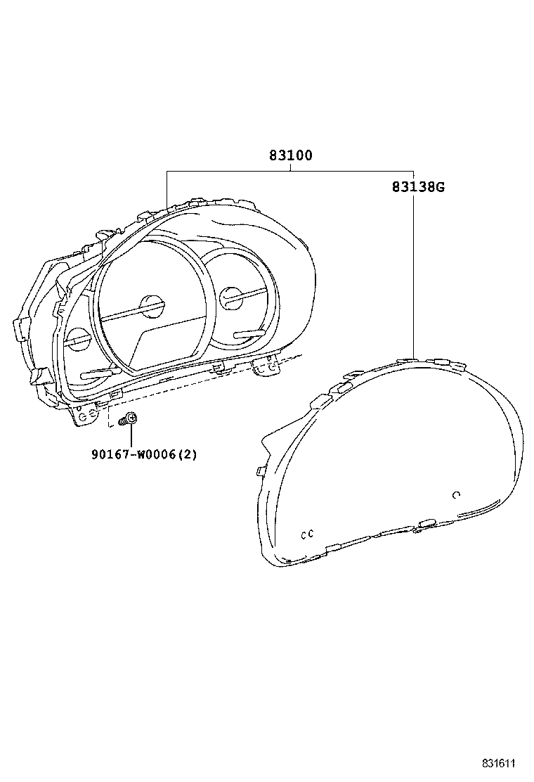 83852-0DP50 GLASS, COMBINATION METER product image