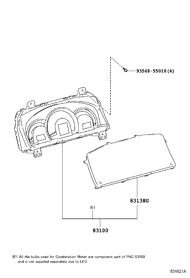 83852-0X290 GLASS, COMBINATION METER product image