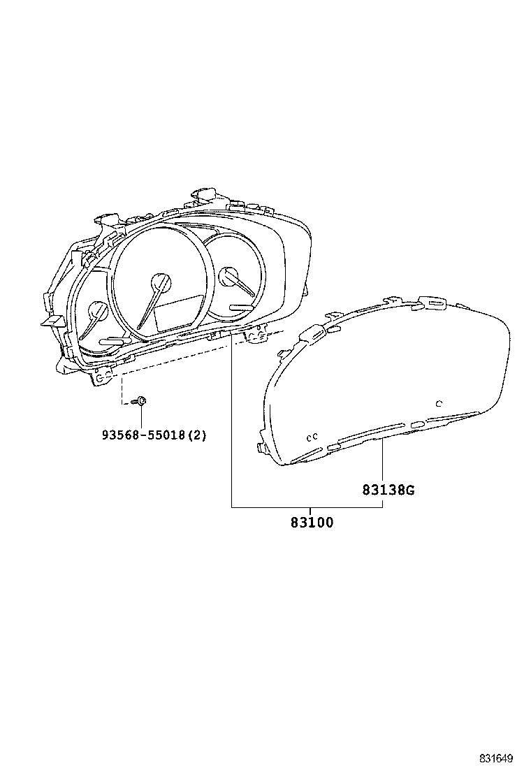 83852-12W50 GLASS, COMBINATION METER product image