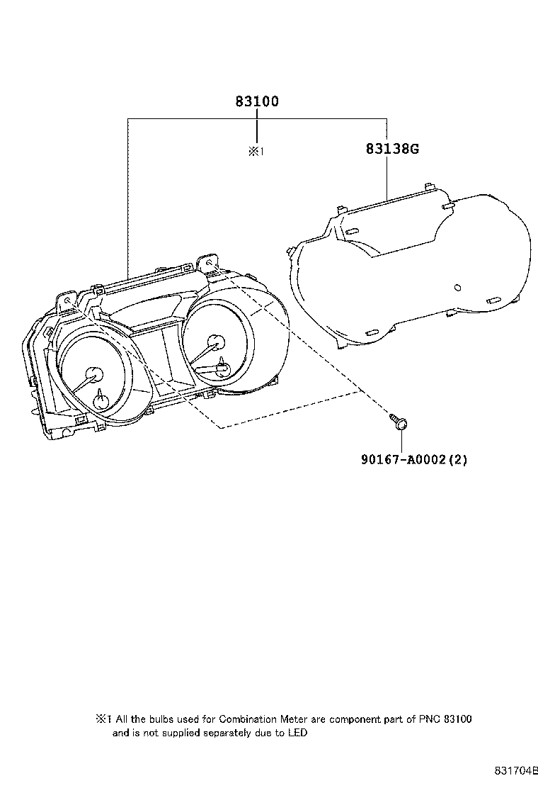 Toyota 83852-07510 GLASS, COMBINATION METER