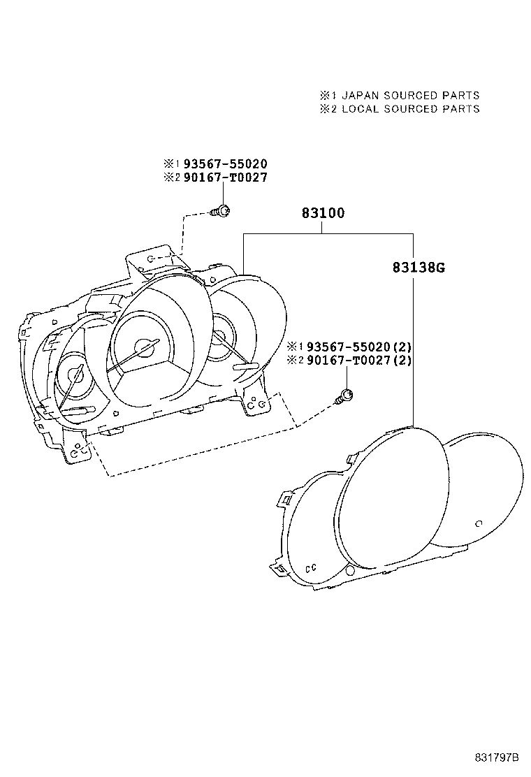 Toyota 83800-0UX90 METER ASSY, COMBINATION