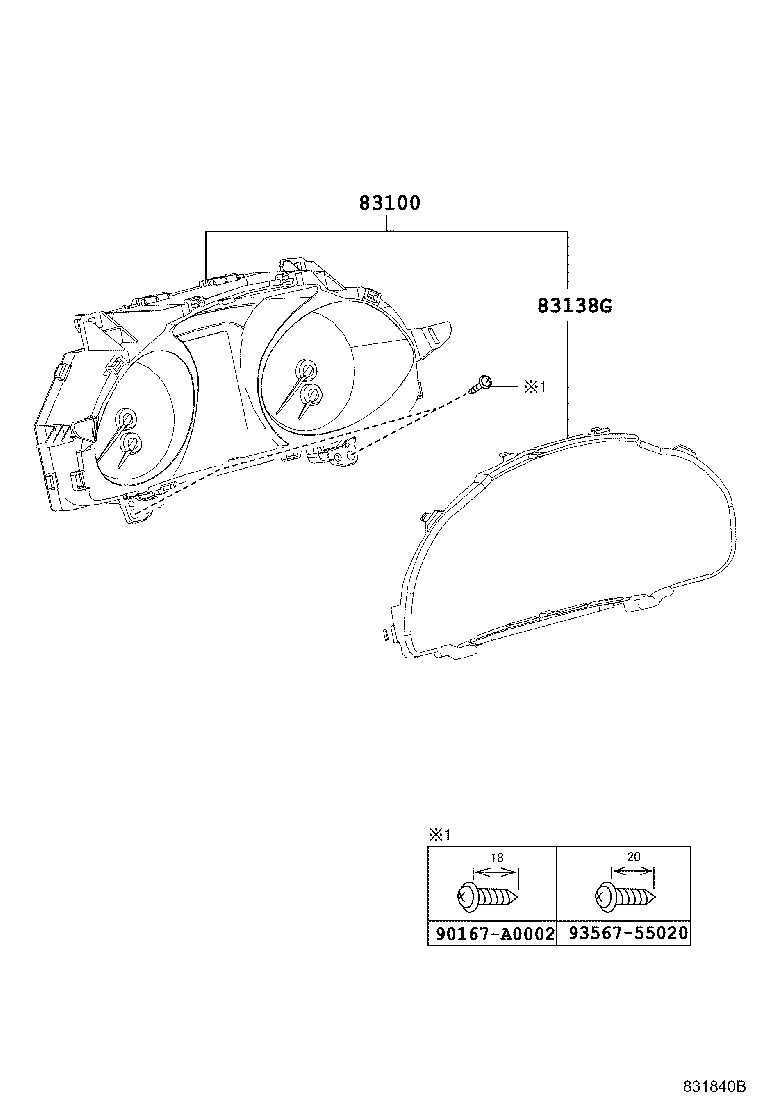 Toyota 83852-0ZX00 GLASS, COMBINATION METER