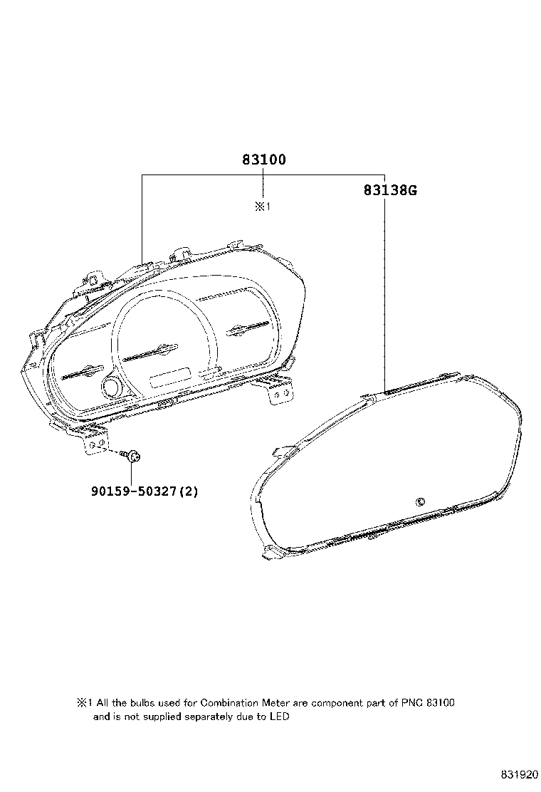 83852-28L90 GLASS, COMBINATION METER product image