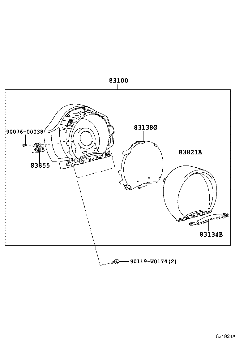 83822-0H340 COVER, COMBINATION METER, NO.2 product image