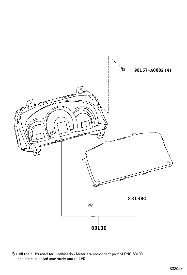 83852-0X090 GLASS, COMBINATION METER product image