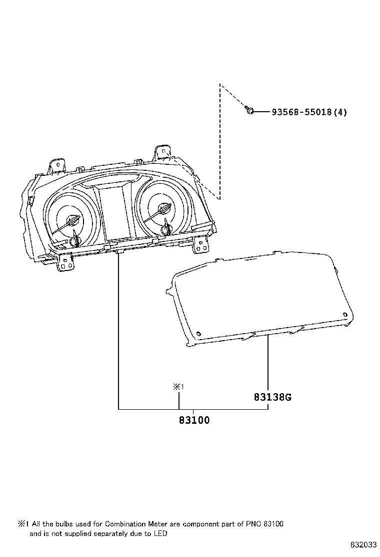 83852-33L40 GLASS, COMBINATION METER product image