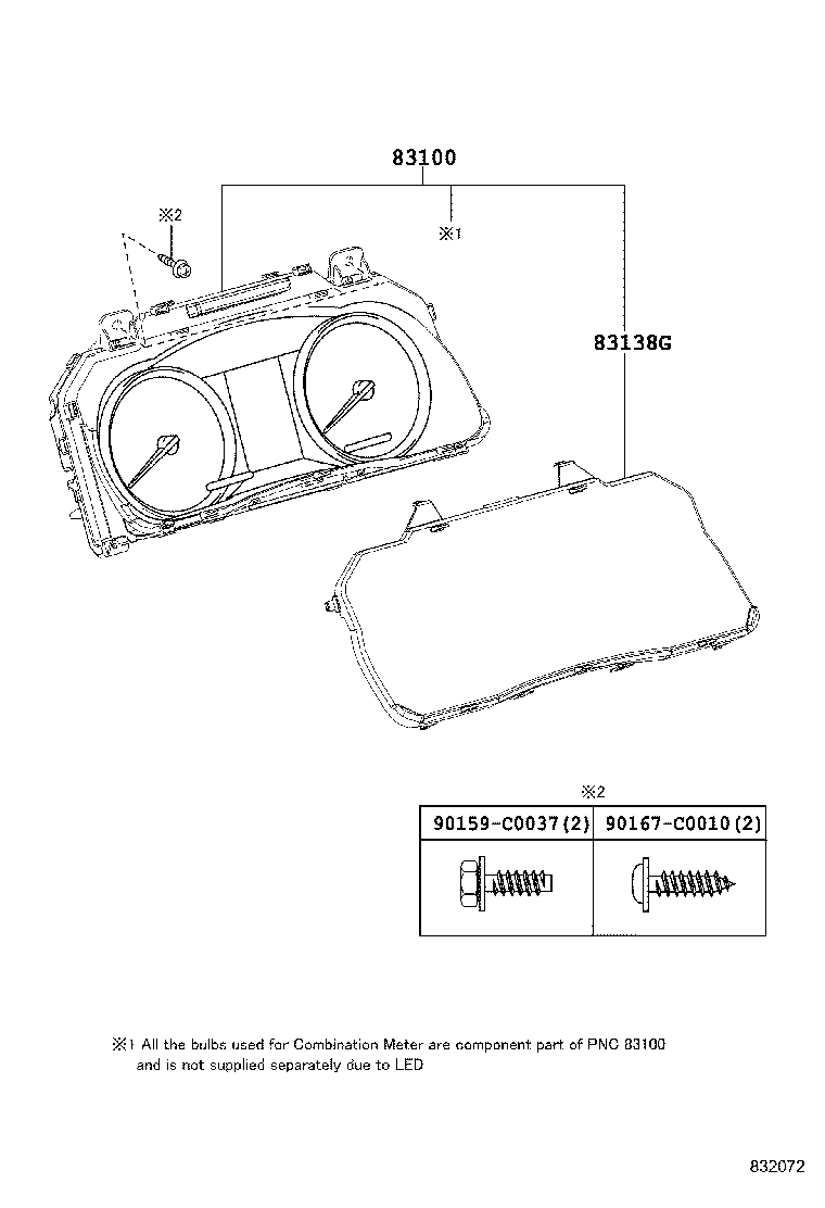83852-0E650 GLASS, COMBINATION METER product image