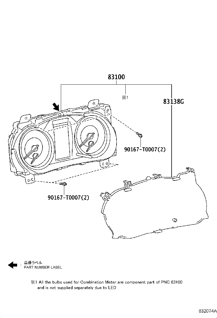 Toyota 83800-FD021 METER ASSY, COMBINATION