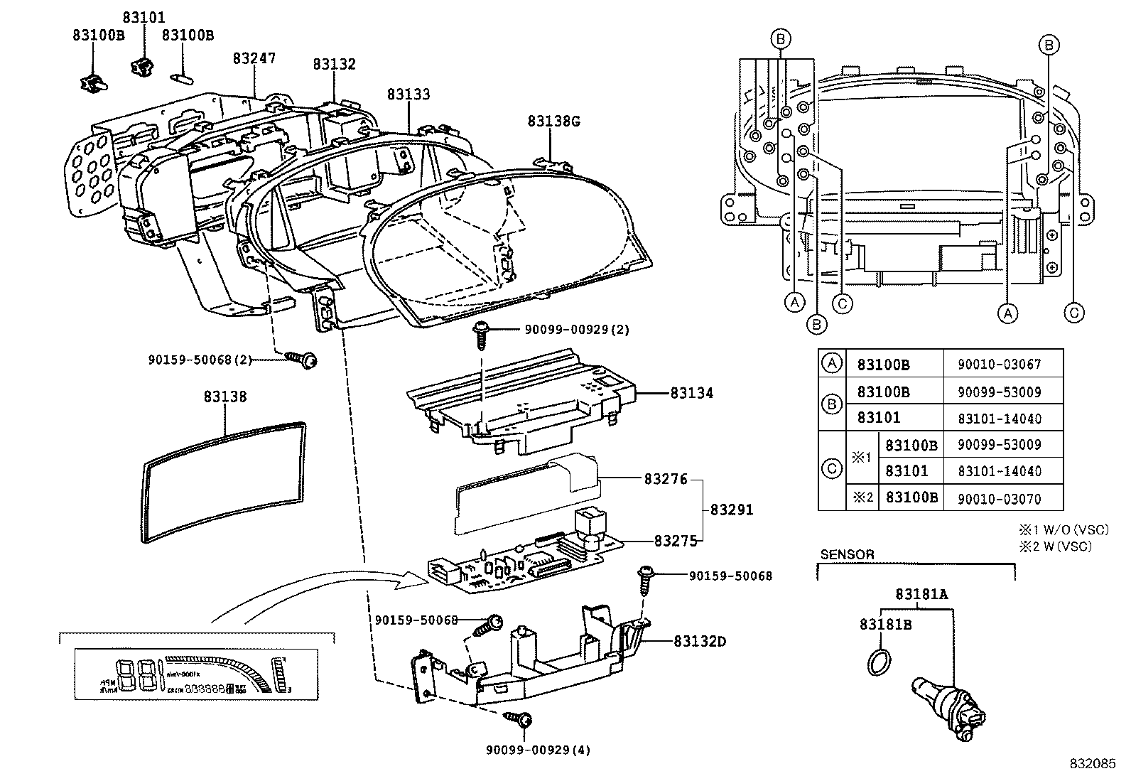 83221-52090 SPEEDOMETER ASSY product image