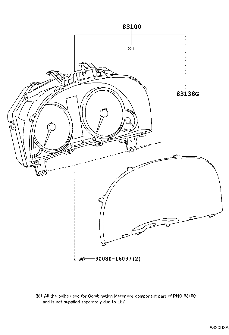 Toyota 83800-0W480 METER ASSY, COMBINATION