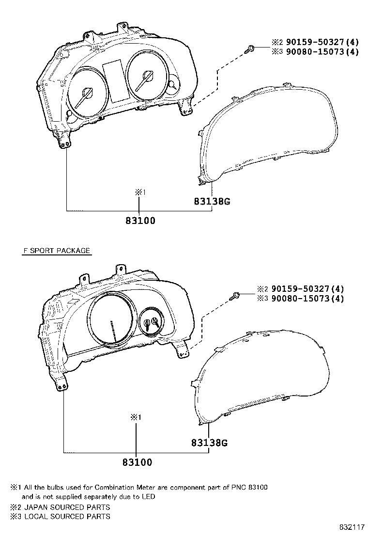 83161-0E010 CASE, COMBINATION METER MIRROR, NO.1 product image