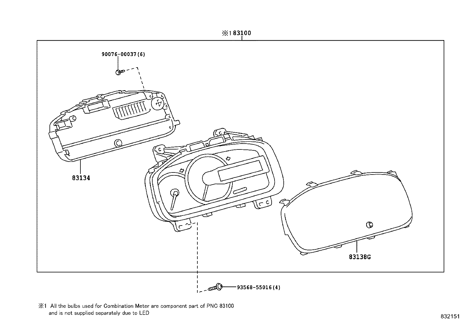 83852-25370 GLASS, COMBINATION METER product image