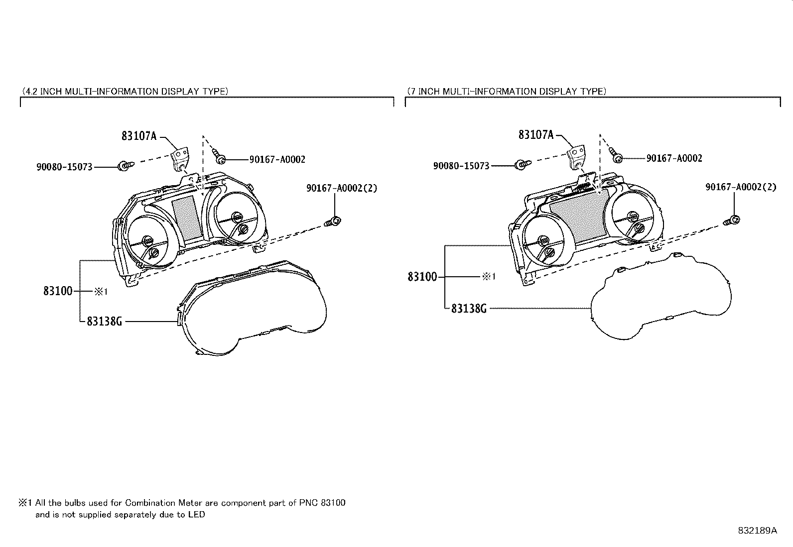 Toyota 83800-0XG72 METER ASSY, COMBINATION