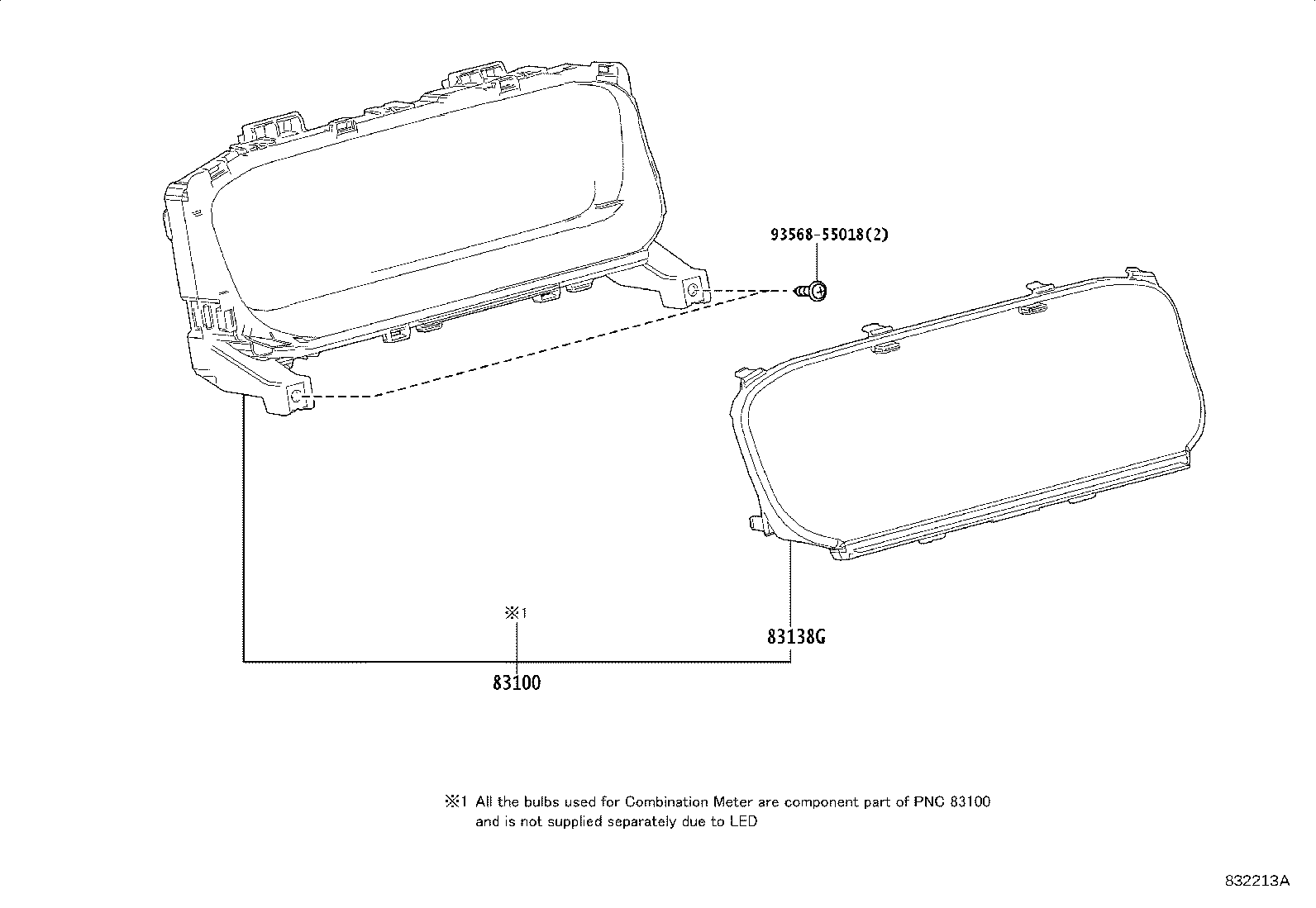 83852-15010 GLASS, COMBINATION METER product image