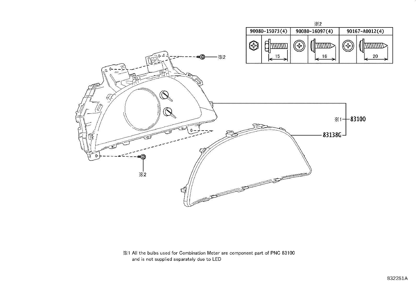 Toyota 83800-3TC01 METER ASSY, COMBINATION