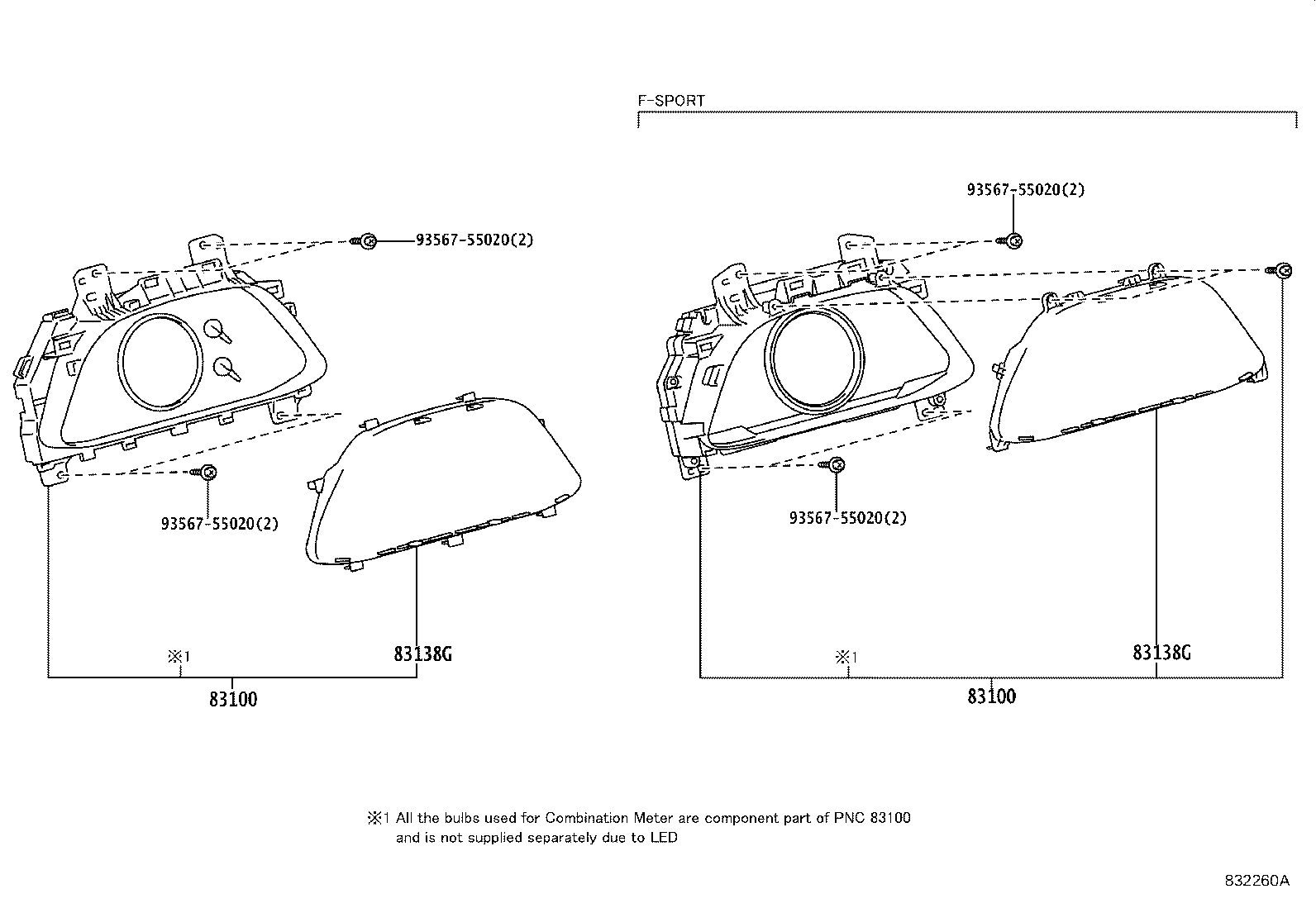 Toyota 83852-76B50 GLASS, COMBINATION METER