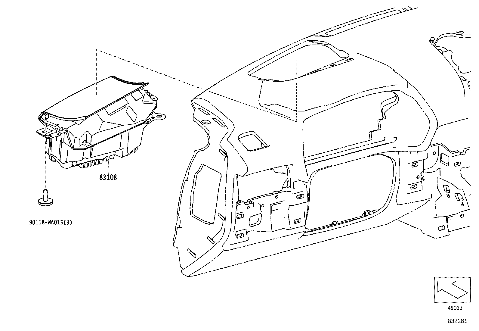 83108-WAA04 MIRROR SUB-ASSY, METER product image