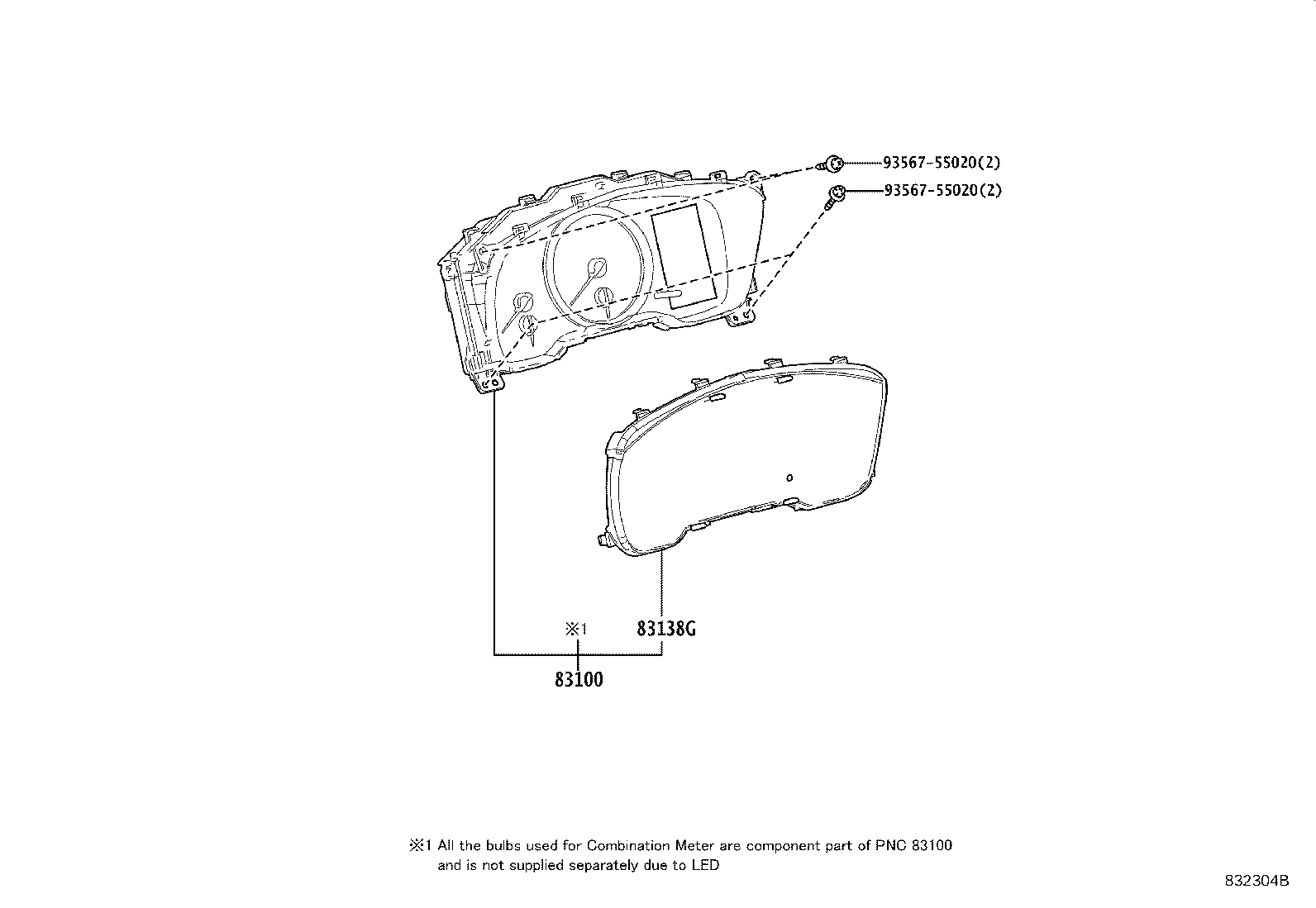 83852-1EF00 GLASS, COMBINATION METER product image
