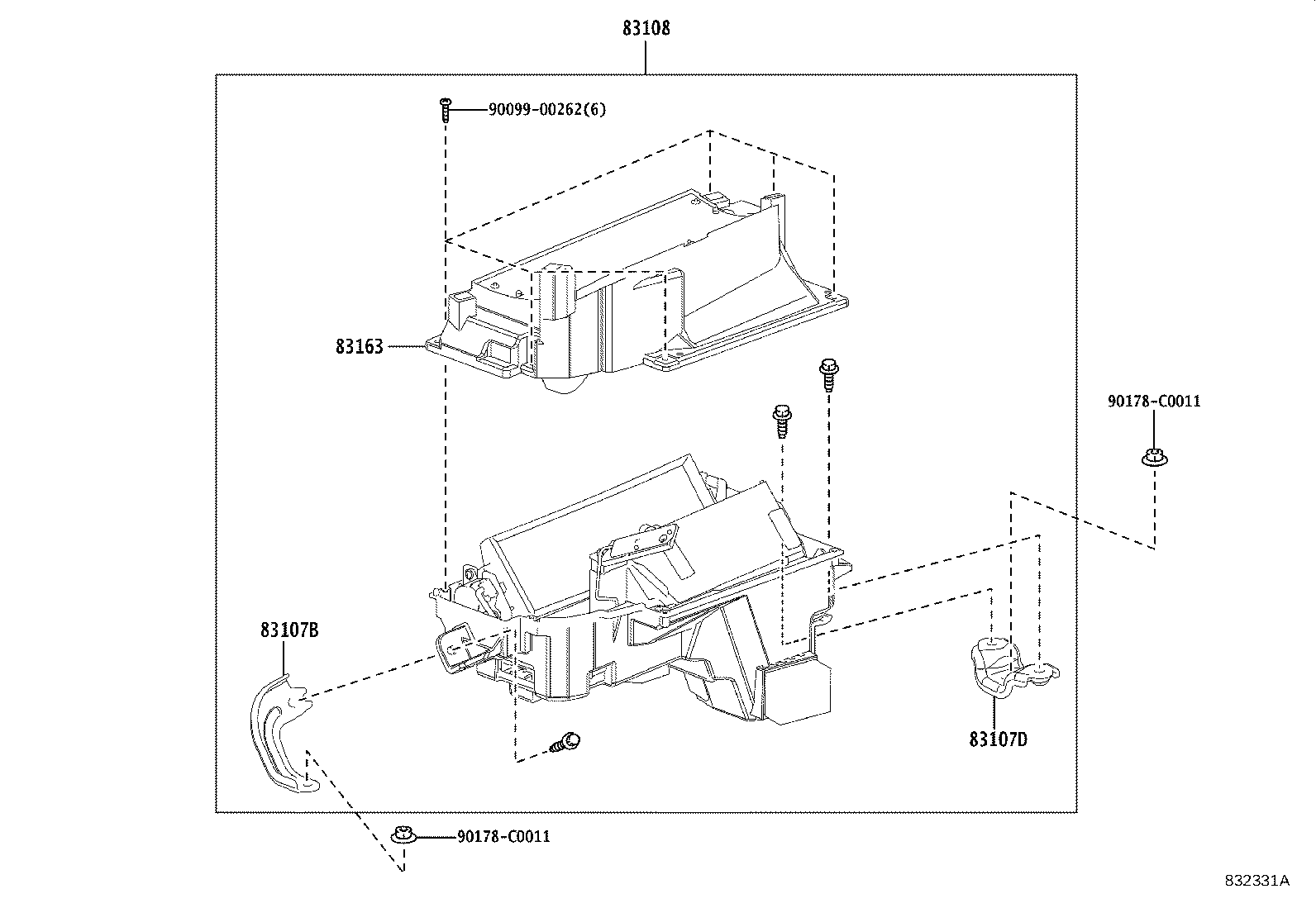 83107-0R040 BRACKET SUB-ASSY, METER, NO.1 product image