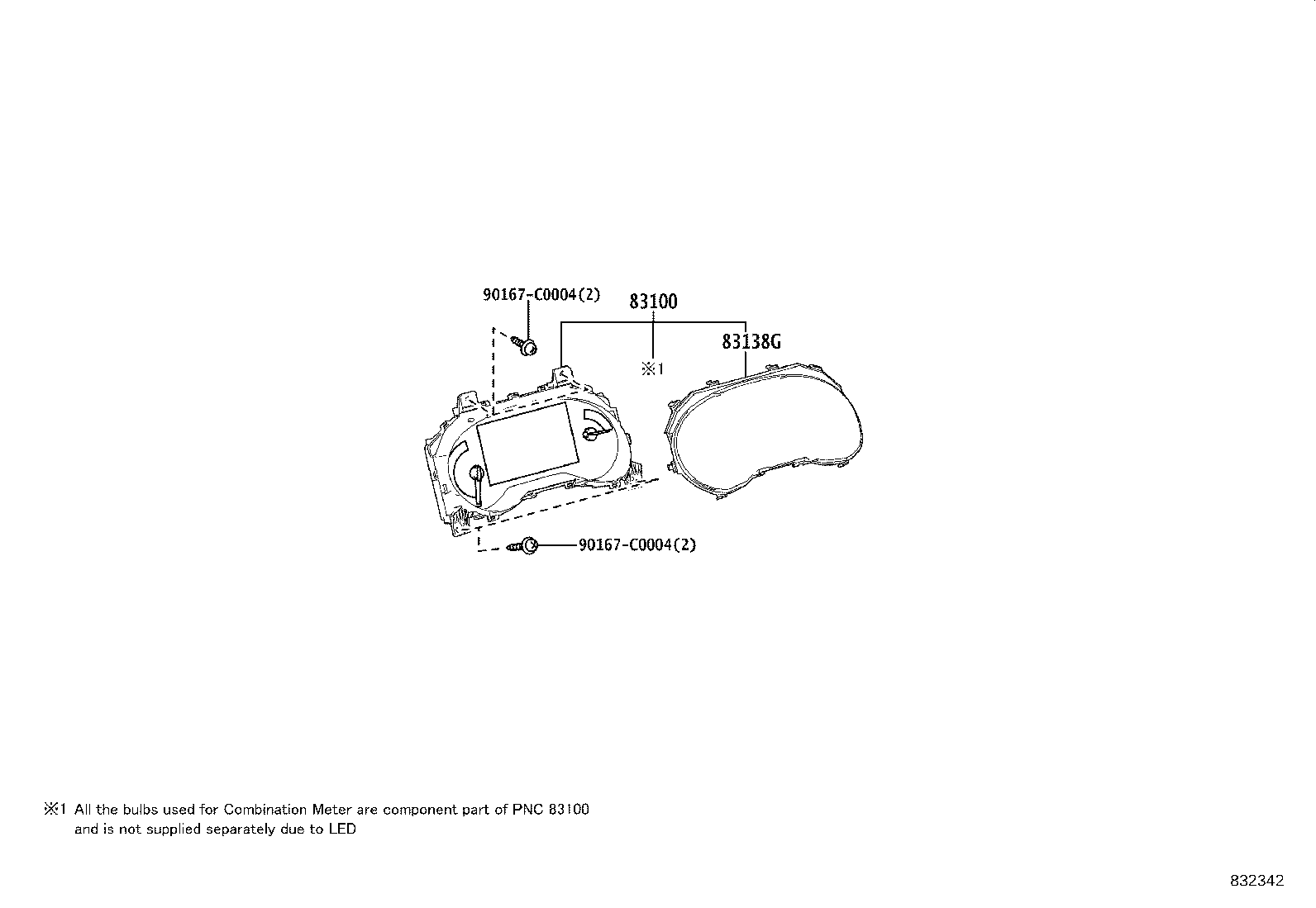 83852-F4B90 GLASS, COMBINATION METER product image