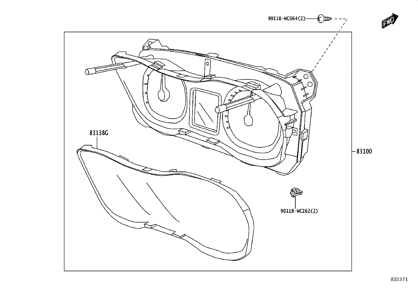 83852-WC002 GLASS, COMBINATION METER product image