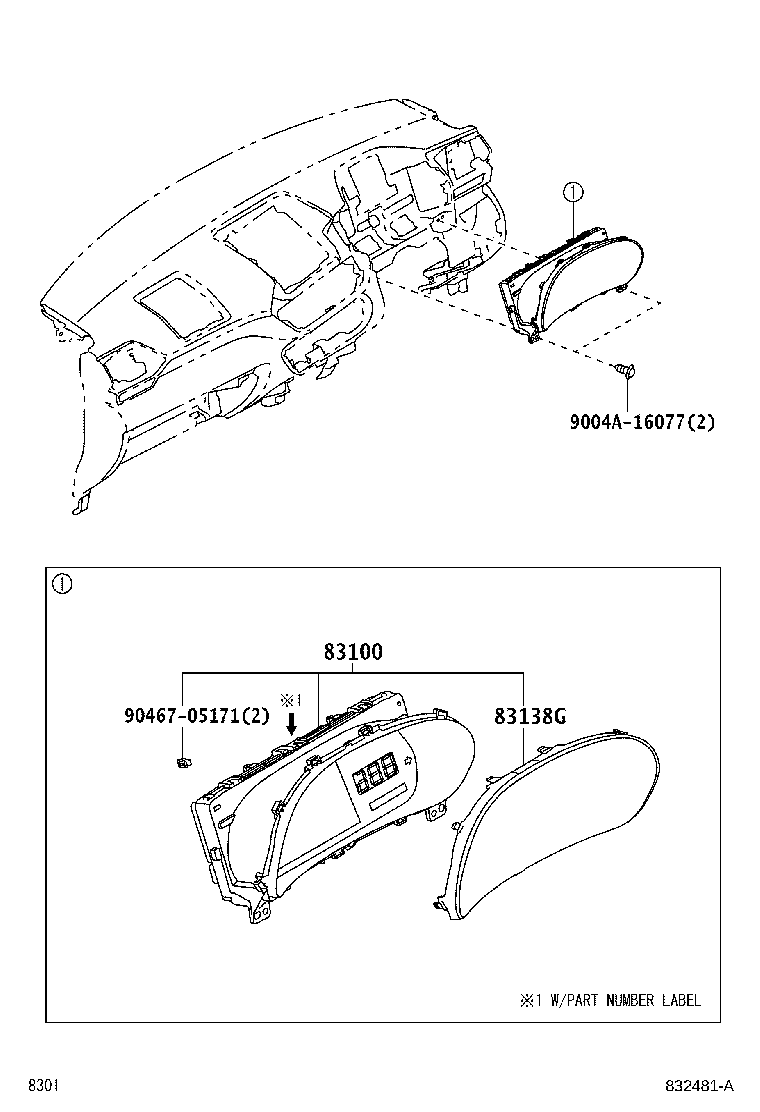 Toyota 83800-BYR51 METER ASSY, COMBINATION