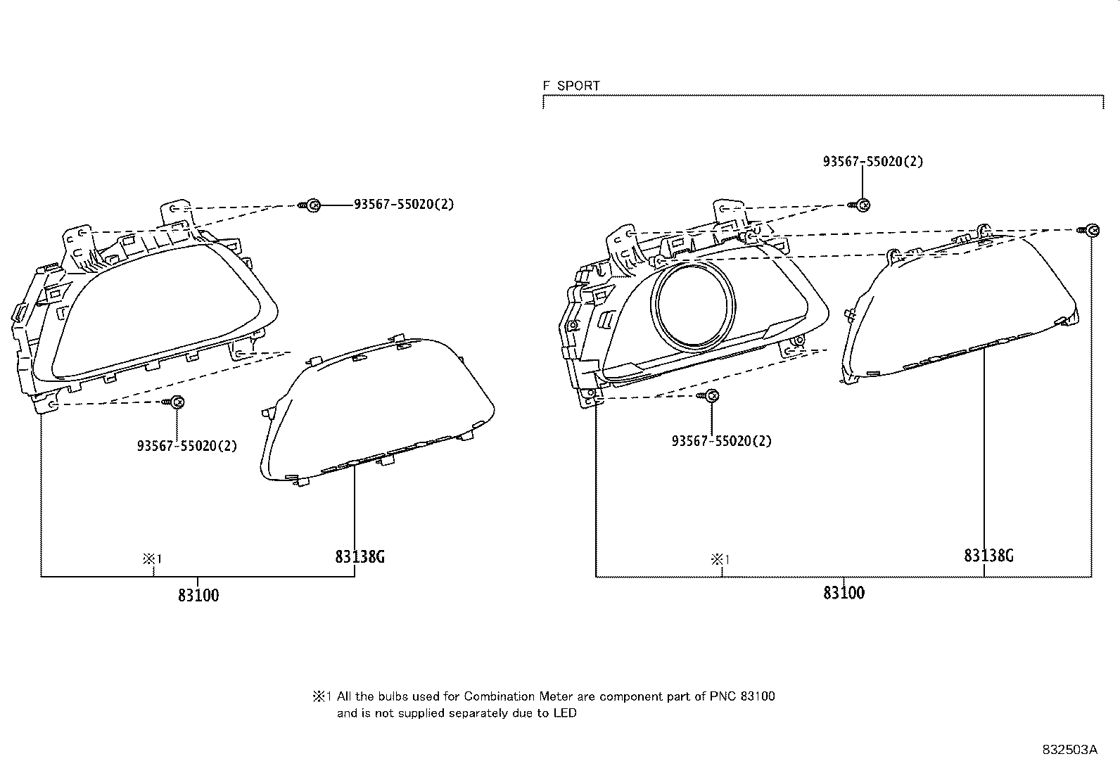 Toyota 83852-76850 GLASS, COMBINATION METER